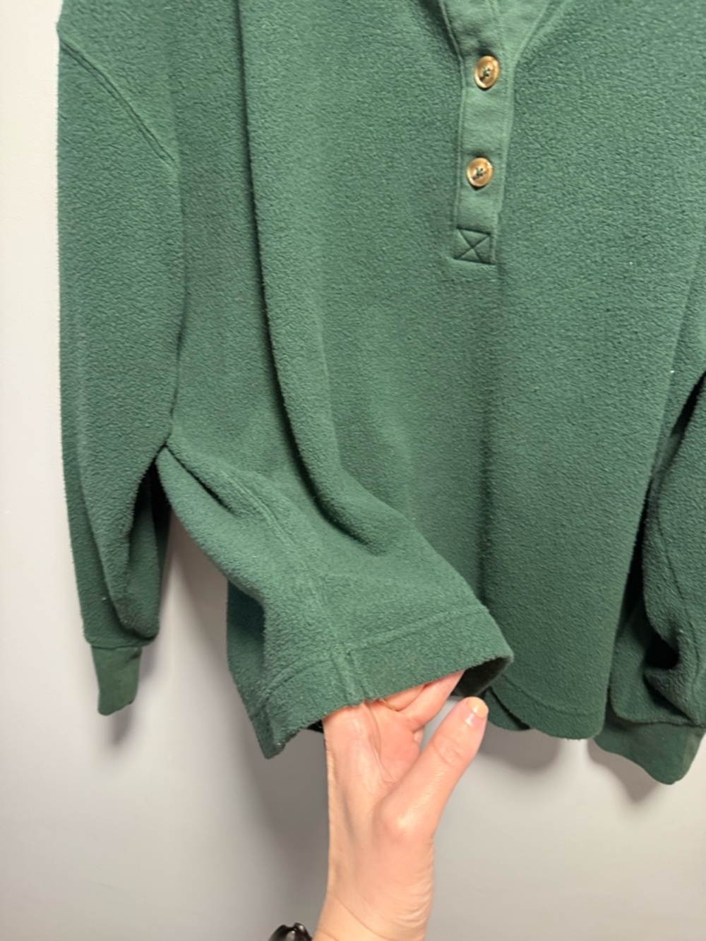 Aerie Sherpa Henley Sweatshirt Rugged Green XL - Picture 5 of 6